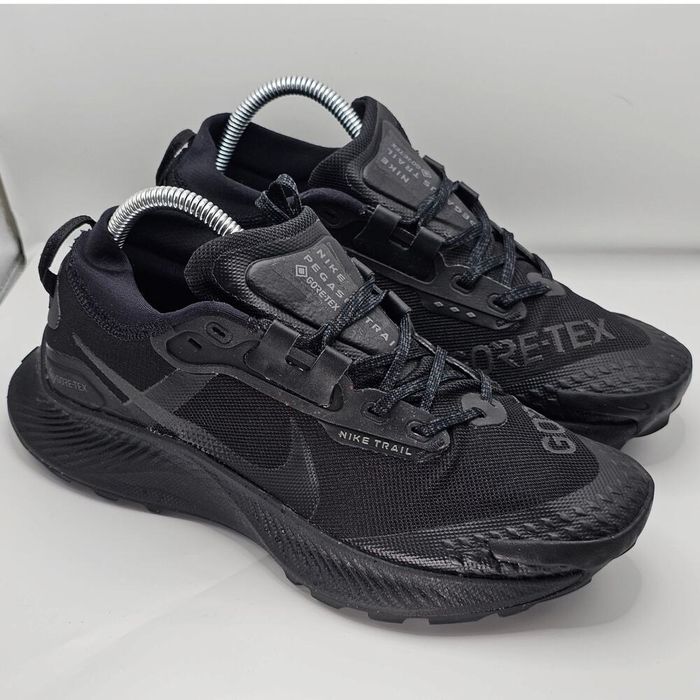 Nike Pegasus Trail 3 GTX Triple Black Womens 8.5 Running Shoes GORE-TEX